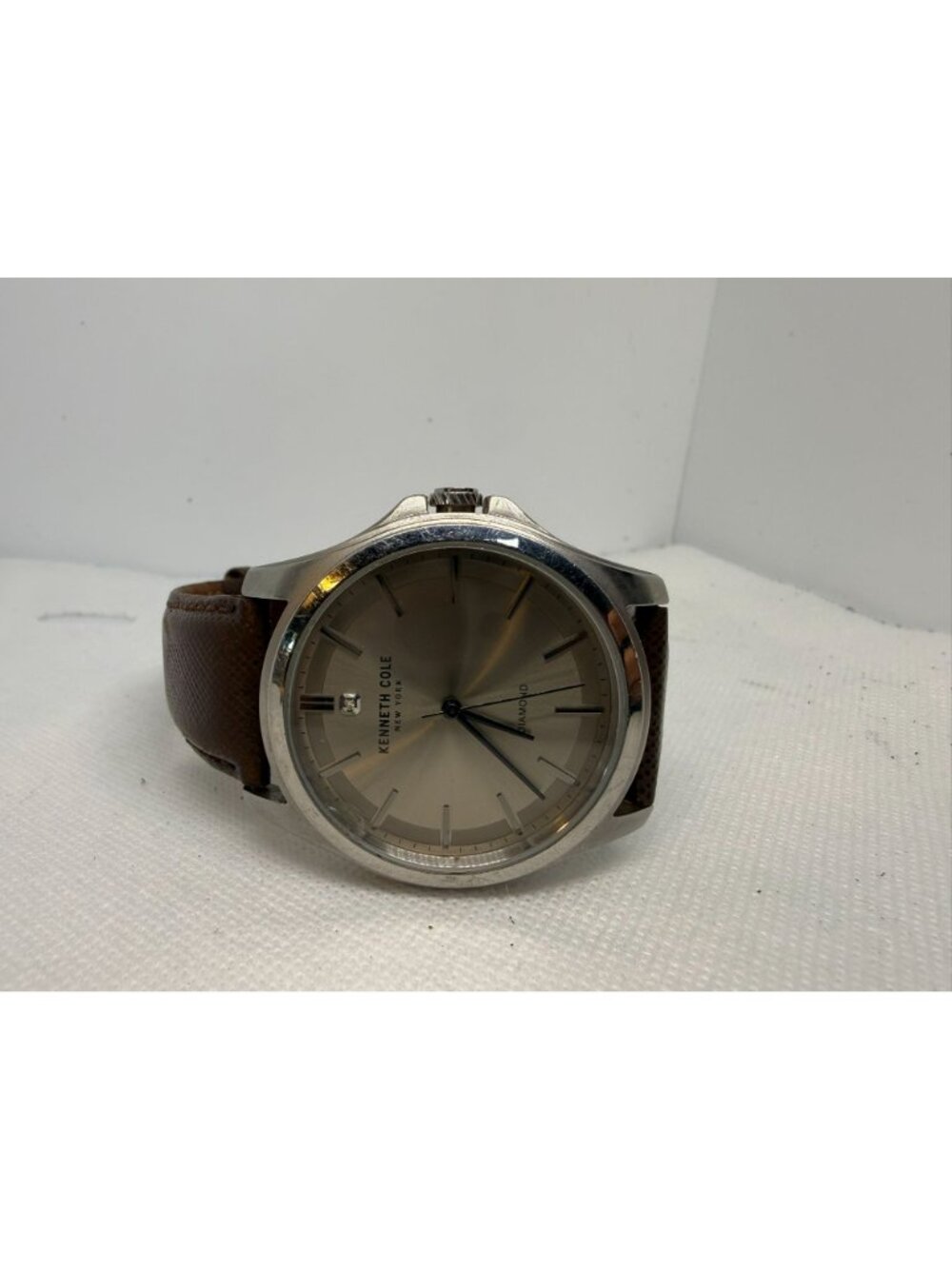 Kenneth Cole New York Men 10027417 Grey Dial Diamond Marker Brown Leather Watch - Picture 9 of 13